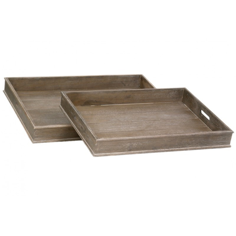 Set 2 Plateaux Bois Naturel 71X51X8Cm