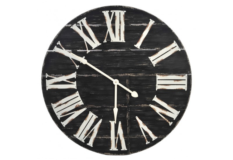 Horloge Chiffre Romain Blanc Bois Antique Noir 91x5cm J Line J Line