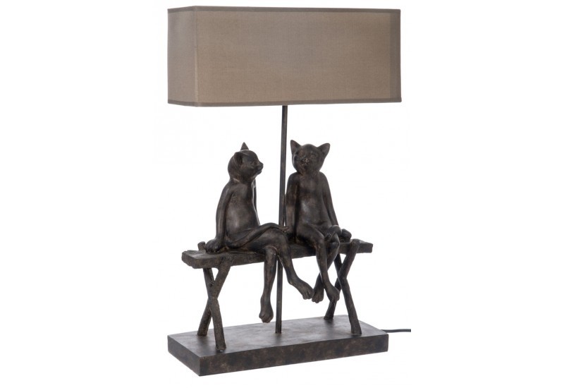 Lampe Chat Resine Marron Fonce 41xx58cm Jolipa J Line By Jolipa J