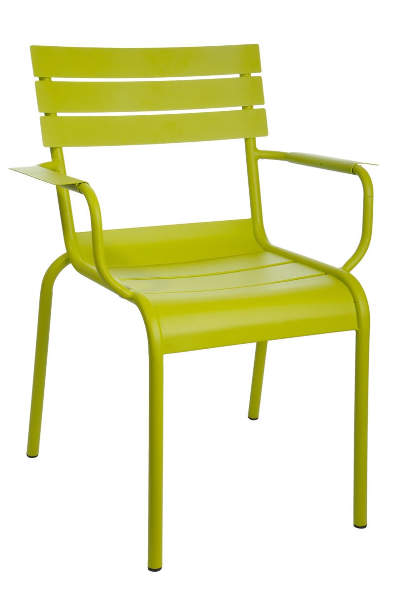 chaise bistrot en metal vert pomme avec accoudoir 50x61x82cm j line