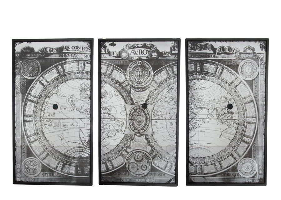 Triptyque Carte Du Monde Noir Et Blanc 186x4x112cm J Line J Line By