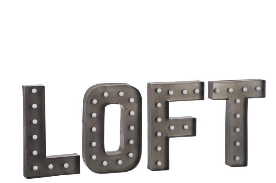 lettres industrielles loft a leds en metal gris 102 cm j line by jo