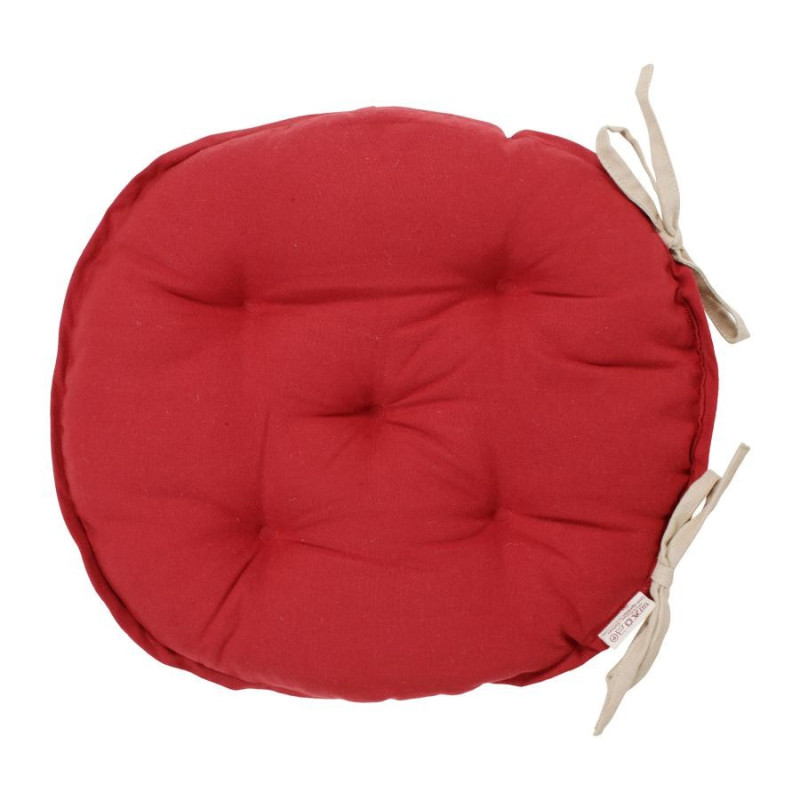 Galette de chaise ronde fleurie rouge d40cm en coton - clivie