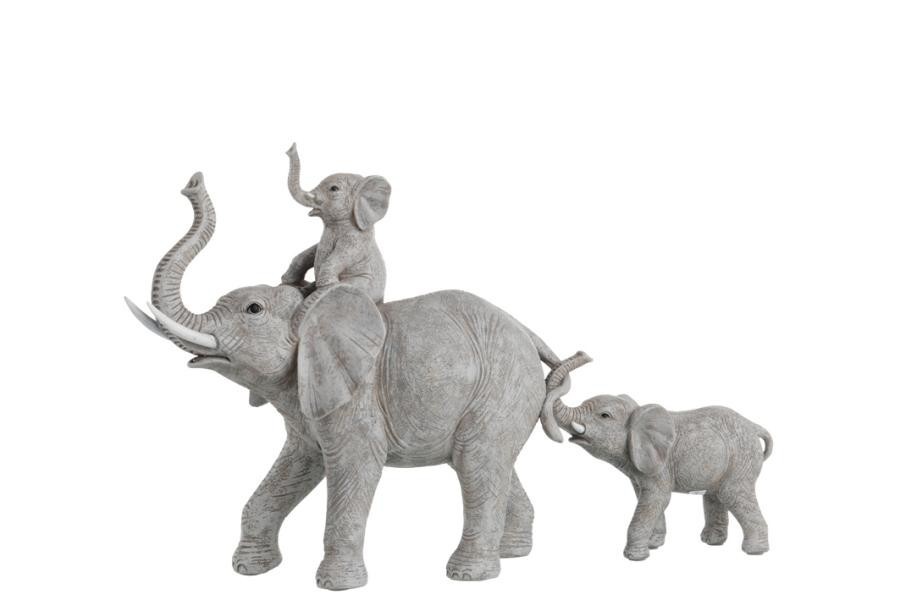 Deco Elephant Avec Son Bebe Et Enfant Grise J Line By Jolipa Jl