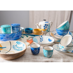 Lot de 6 Assiettes plates en grès Calypso