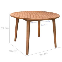 Table ronde Marilyn Acacia massif 110X75 cm extérieur