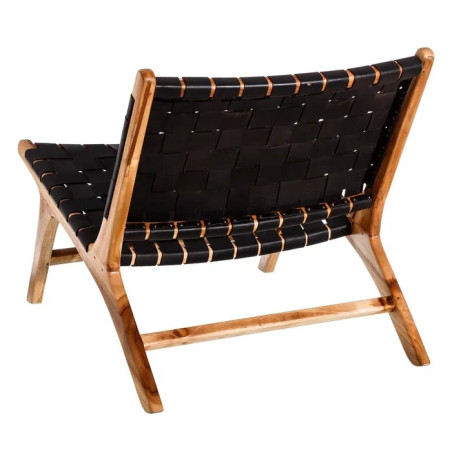 Fauteuil en bois de teck et cuir