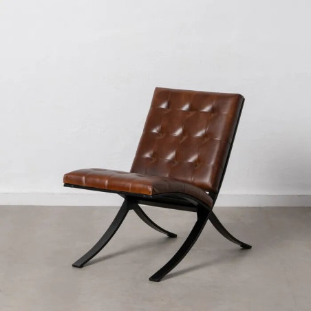 Fauteuil en cuir brun