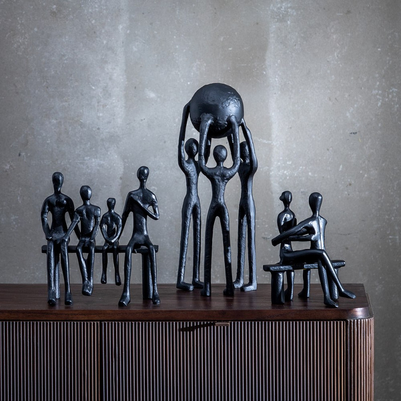 FIGURE COUPLE NOIR. ALUMINUM DÉCORATION 15 X 17 X 20