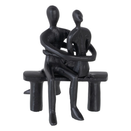 FIGURE COUPLE NOIR. ALUMINUM DÉCORATION 15 X 17 X 20