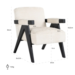 Fauteuil Cooper blanc chenille