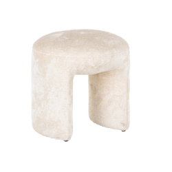 Pouf Fargo chenille blanche