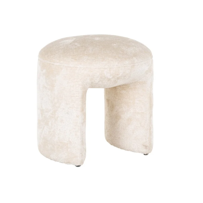 Pouf Fargo chenille blanche