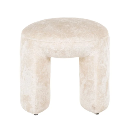 Pouf Fargo chenille blanche