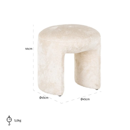 Pouf Fargo chenille blanche