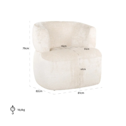 Fauteuil Donna blanc chenille