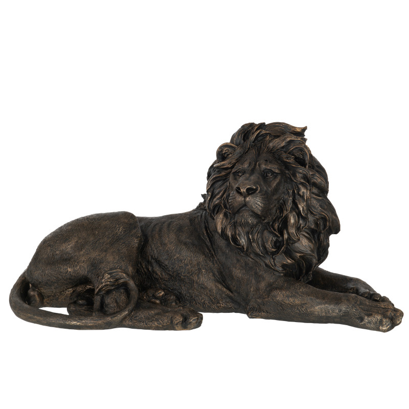 Lion Couché Poly couleur bronze