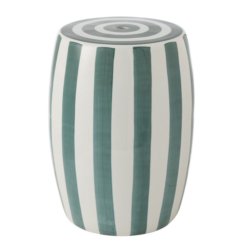 Tabouret Listra Lignes Porcelaine Vert/Blanc